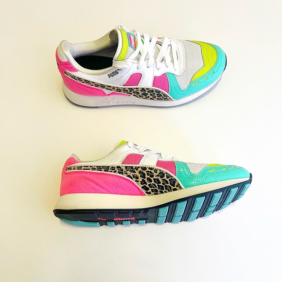 Puma Party Croc White Pink Animal Print Sneaker Size 5.5 - Picture 1 of 7
